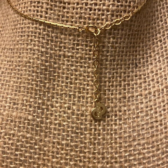 Vintage Dior Gold Tone Rhinestone Pearl Drop Necklace - Picture 8 of 11